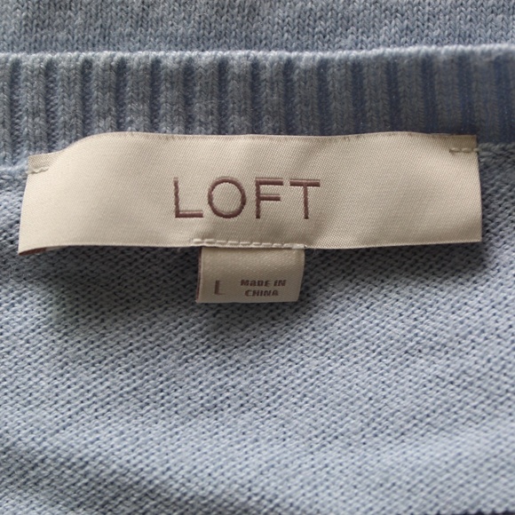 Light Blue Striped Relaxed Fit V-Neck Sweater - Picture 8 of 8